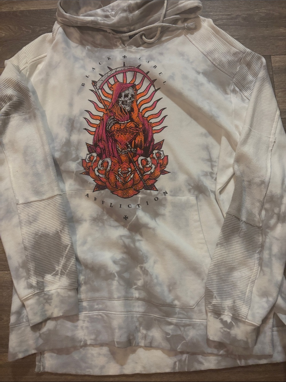 Affliction Men’s Cream Tie-Dye hoodie